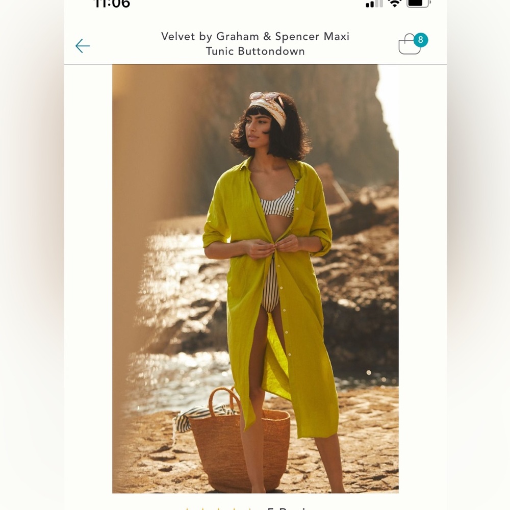 Velvet by Graham and Spencer lime green linen shirt dress with belt.